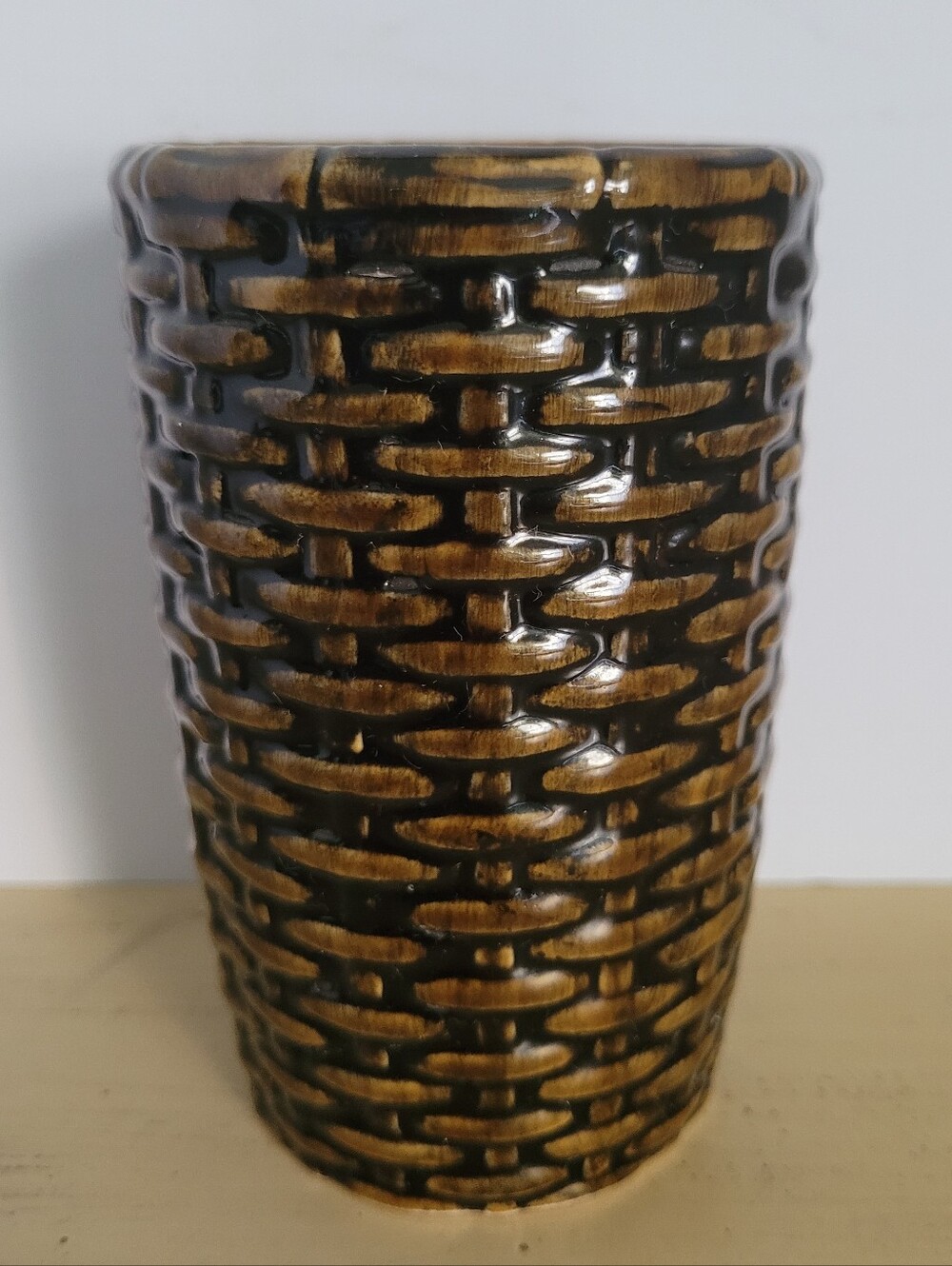 Handcrafted Brown Textured Ceramic Basket Weaved Vase